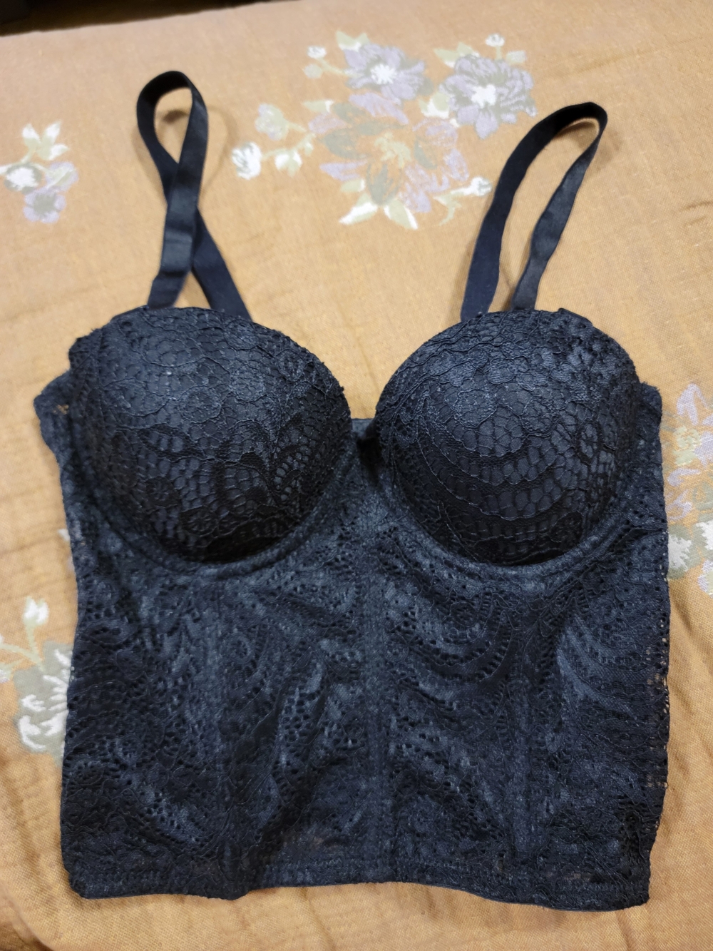 Black Lace Longline Bustier Bra - Women Intimates